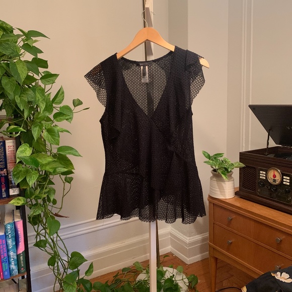 BCBGMaxAzaria Lace Ruffle Top - Picture 3 of 4